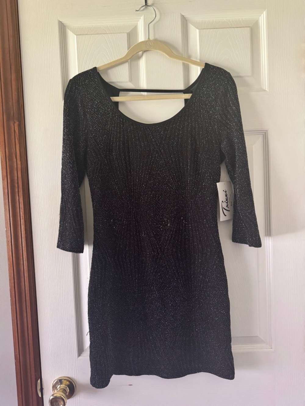 Trixxi Black Sparkle Scoop Neck Mini Dress
